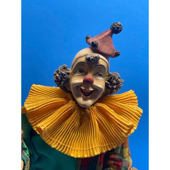 Vintage Circus Clown Figurine with Maracas Unicycle Hand-Painted 12" Multicolor - Picture 8 of 11